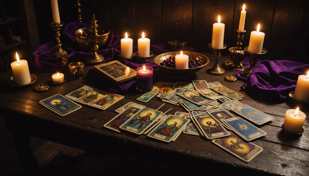 cartes de tarot sur une table